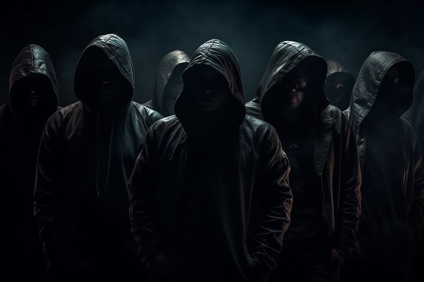 Спортики на темном фоне в черных плащах